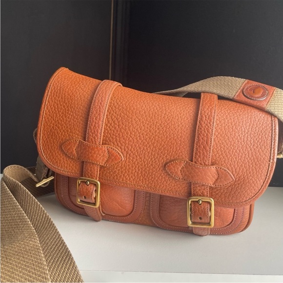 Dooney and Bourke Webster Double Pocket Leather Book Bag Saddle Tan - Picture 2 of 16